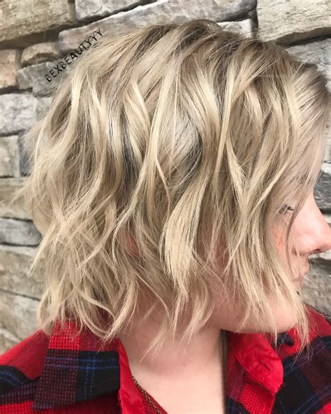 Blonde Bob With Textured Beach Waves Lived In Effortless Color