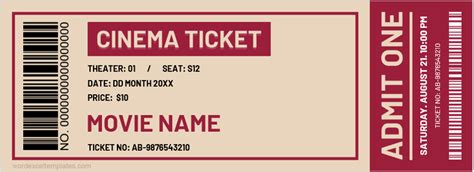 Cinema Ticket Templates For Word Word And Excel Templates