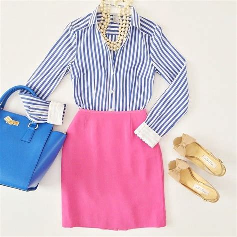 Nude Shoes Blue Stripes Hot Pink And Pearls Preppy Look Preppy