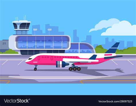 Airport Terminal Cartoon Transport Hub Royalty Free Vector