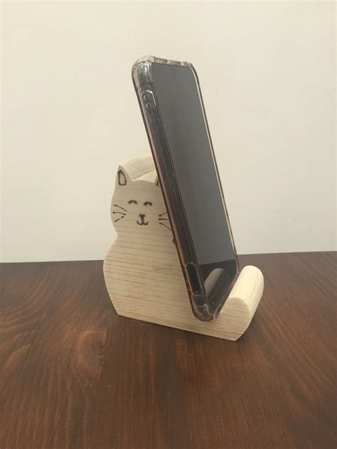 Handmade Reclaimed Wood Cat Mobile Phone Holder Etsy