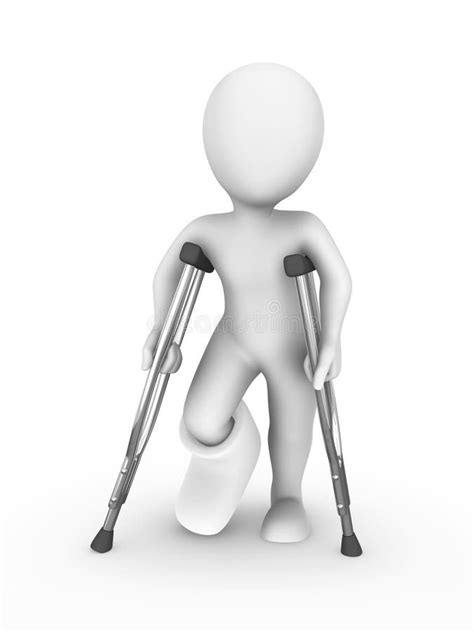 3d Man Walking On Crutches Stock Illustration Illustration Of Crutch