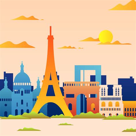 Colorful Landscape Of Paris Skyline 275948 Vector Art At Vecteezy