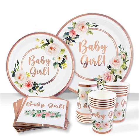 Baby Shower Tableware Plates And Napkins Baby Girl Decorations 25