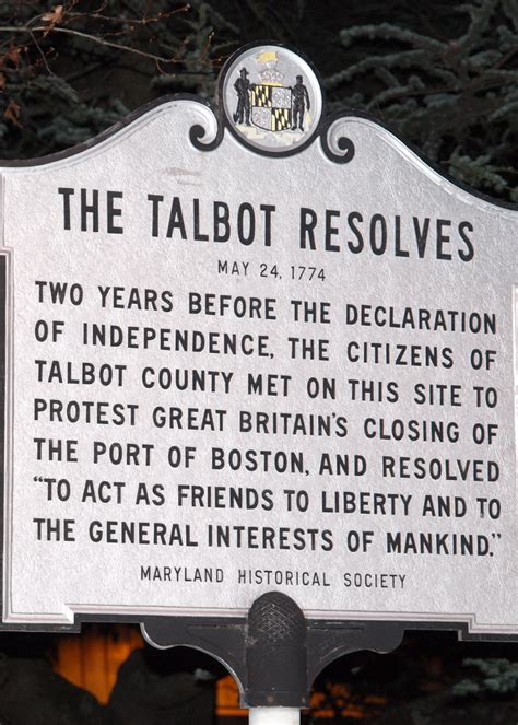 Historical Marker The Talbot Resolves Easton Md A Photo On