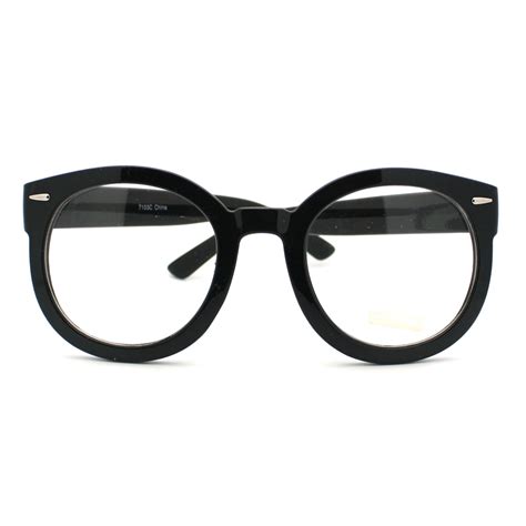 Black Oversized Round Thick Horn Rim Clear Lens Fashion Eye Glasses