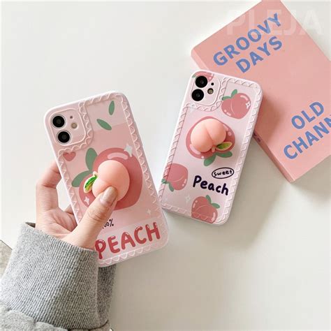 Cute Squishy Peach Phone Cases For Iphone 12 Mini 11 Pro Max 7 Etsy