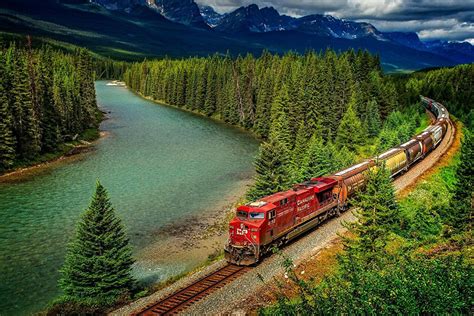 Train Landscape Nature Railway Trees River Mountains Forest