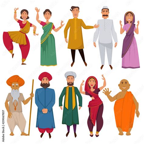 Indian People Traditional Clothes Vector Cartoon Stock Vector Adobe Stock