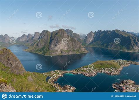View Of The Mountains And Lake By Reine Island From The