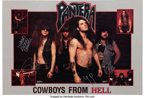 Pantera Signed Cowboys From Hell Poster 1990 Music Lot 89369