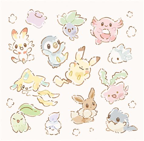 Pikachu Eevee Piplup Scorbunny Jirachi And 8 More Pokemon Drawn