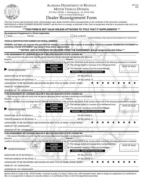 Form Mvt8 3 Download Printable Pdf Or Fill Online Dealer Reassignment