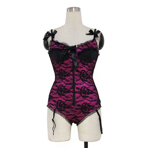 2017 new sexy women lingerie fashion romantic purple lace bustier with apron lace teddy dresses