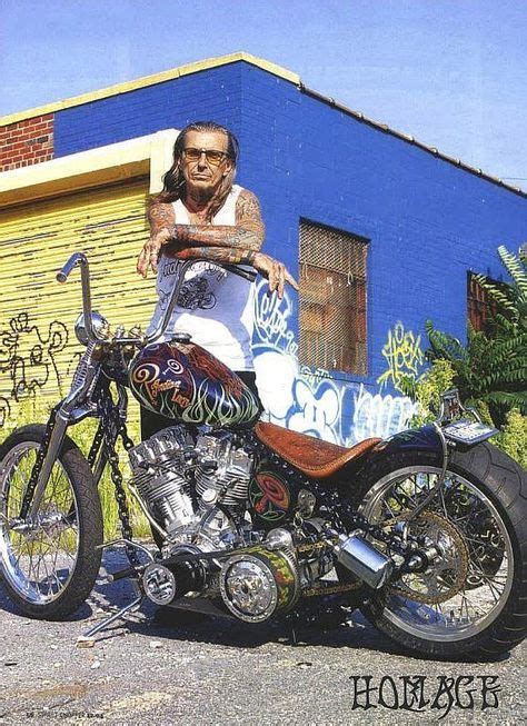 Indian Larry Posing With His Chain Of Mystery Bike Fully Engraved By