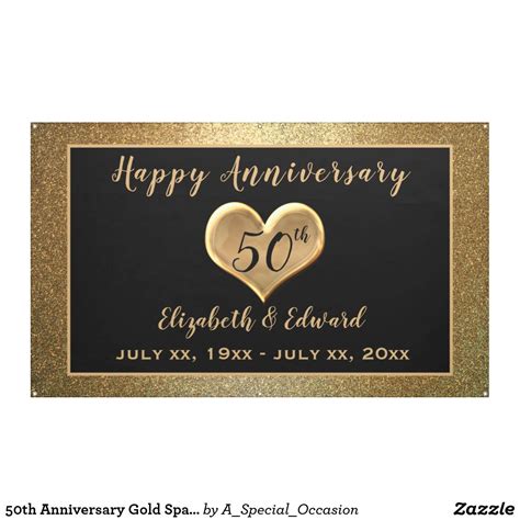50th Anniversary Gold Sparkle Hanging Banner Zazzle 50th