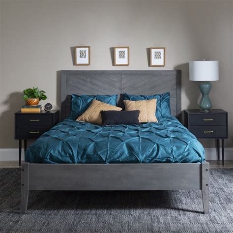 Platform three 22 drawers per side along with a smaller fake one to accomodate a night stand heavy duty bed hardware for stability and quick. Manor Park Transitional Solid Wood Queen Platform Bed ...