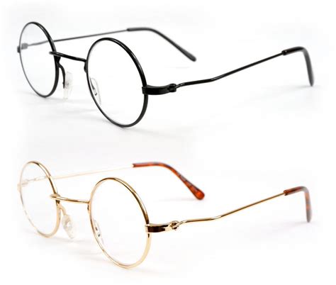 John Lennon Style Round Metal Reading Glasses Black Gold Small Size Readers Showtime Collection