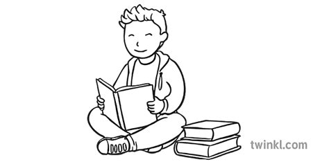 Anak Membaca Buku Hitam Putih Illustration Twinklanak Membaca Buku Hitam