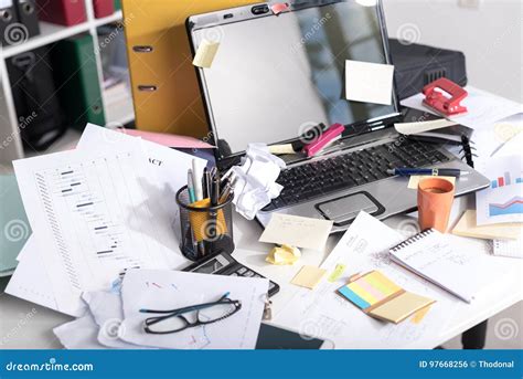 Messy And Cluttered Desk Panoramic Banner Royalty Free Stock Image