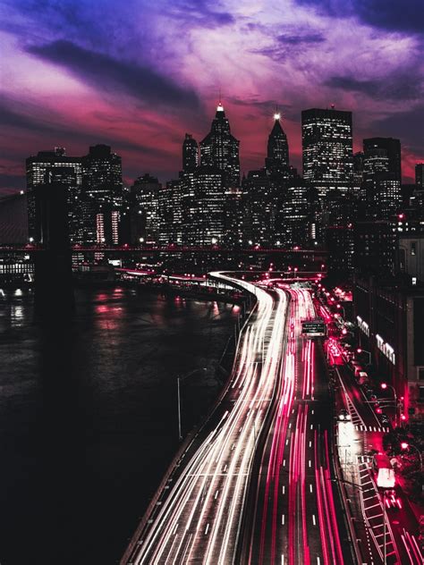 New York City 4k Wallpaper Manhattan Traffic Lights Light Trails