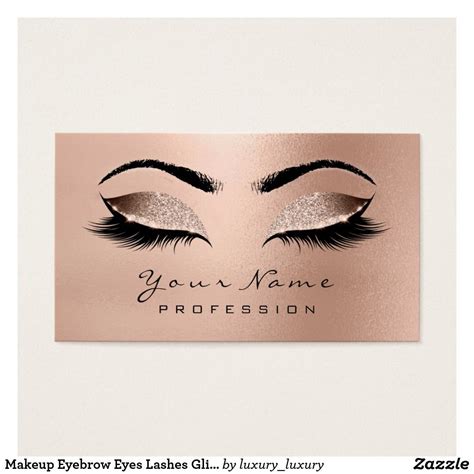 Makeup Eyebrow Eyes Lashes Glitter Rose Gold Wow Business Card