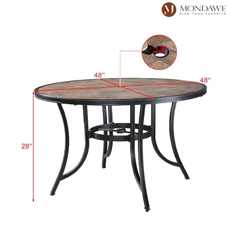 Mondawe Aluminum Round Outdoor Dining Table 48 In W X 48 In L With