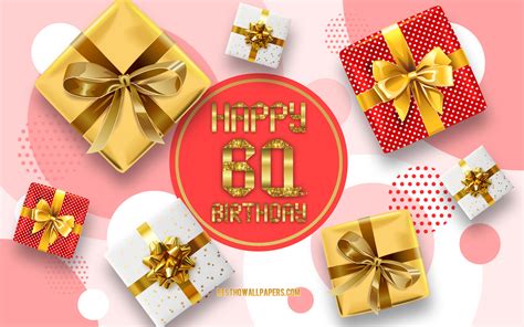 Download Wallpapers 60th Happy Birthday Birthday Background With T