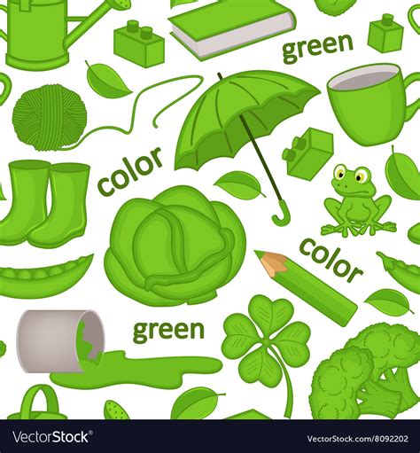 Seamless Pattern With Green Objects Royalty Free Vector