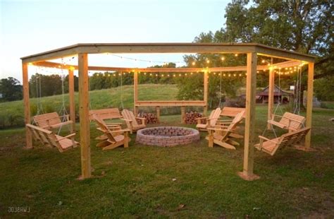 Keep leveling all the way around the structure until all of the cheater beams are level. Porch Swing Fire Pit - Fire Pit Ideas