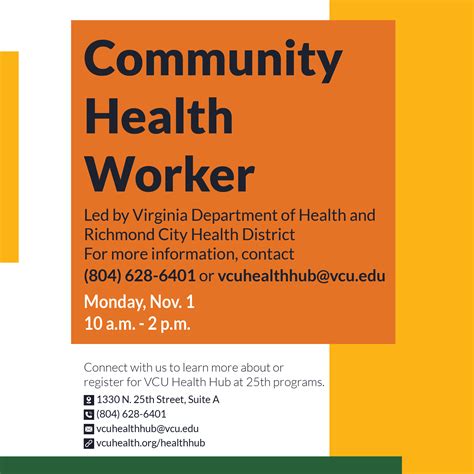 A community health worker is... - VCU Health Hub at 25th