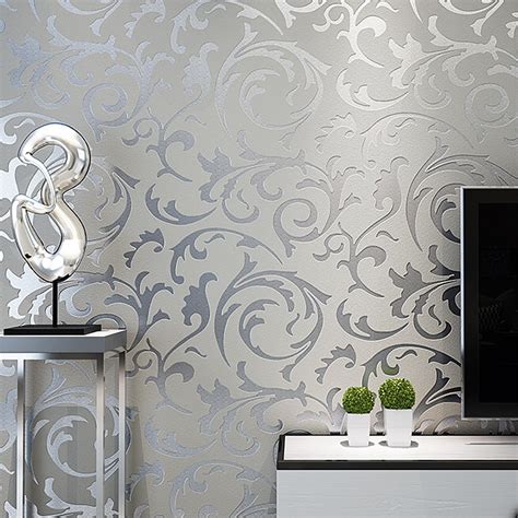Grey Classic Luxury 3d Floral Textured Wallpaper