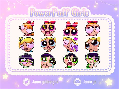 1 Animated 12 Cute Powerpuff Girls Emotes For Twitch Youtube Etsy