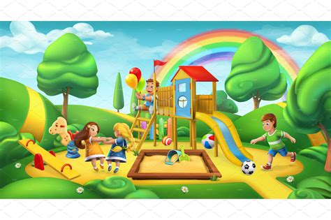 Children Playground 3d Vector Illustrator Graphics Creative Market