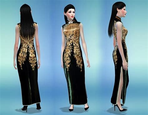Long Qipao Dress（fixed）by Moirae At Chisims Via Sims 4 Updates Check