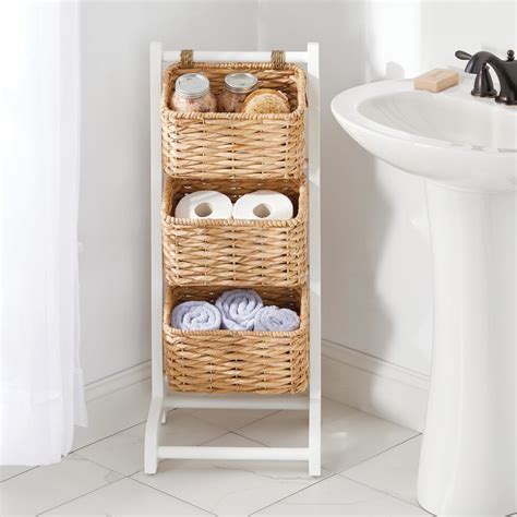 3 Tier Standing Storage Basket Stand In Whitenatural By Mdesign