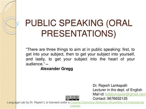 Public Speaking Oral Presentations