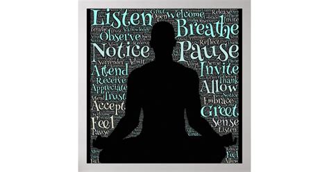 Listen Breath Pause Be Meditation Poster Zazzle
