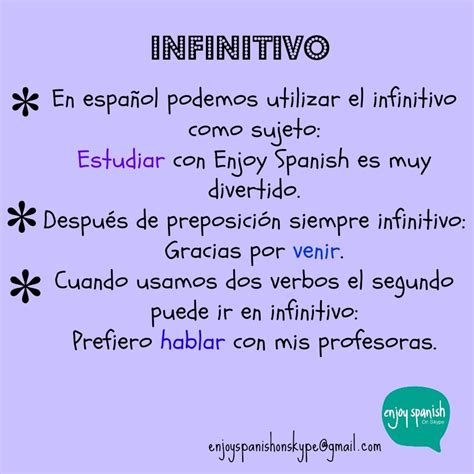 Infinitivo Aprender Español Verbos Español
