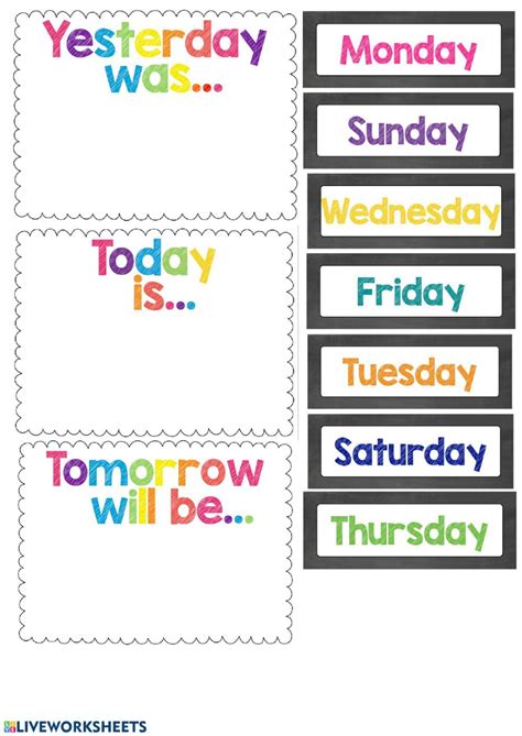 Days Of The Week Preschool Charts English Activities For Kids