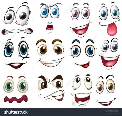 Illustration Of Different Expressions Cartoon Girl Drawing Face