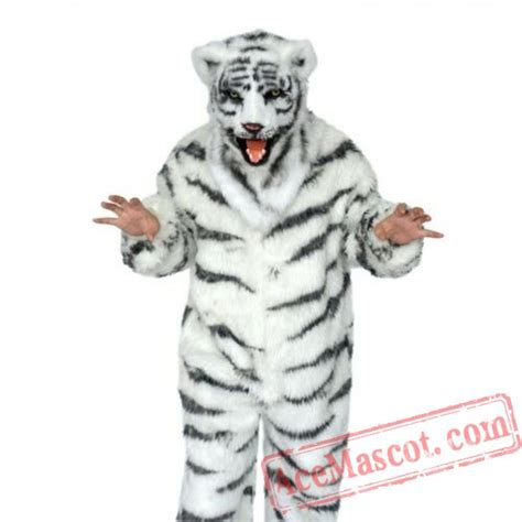 Cute White Tiger Mascot Costume