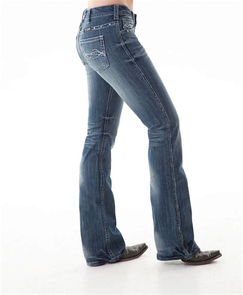Cowgirl Tuff Womens Blue Cotton Blend Jeans Crystal Tried And True Ii Cowgirl Tuff Jeans