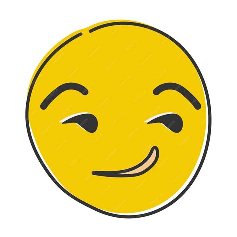 Premium Vector Smirking Emoji Yellow Face With Suggestive Smug Or