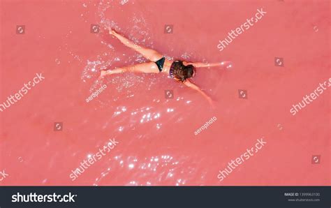 Aerial View Attractive Woman Bikini Floating Stock Photo 1399963100