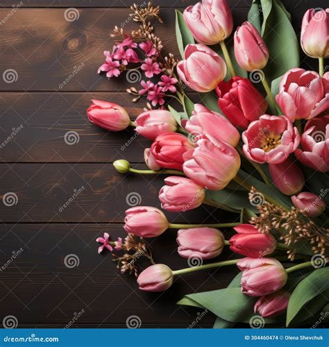 A Tulip Bouquet With March 8 Inscription Happy March 8th Women S Day