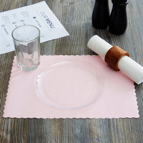 Hoffmaster 310558 10 X 14 Pink Colored Paper Placemat With Scalloped