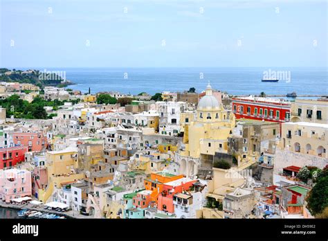 Beautiful Panoramic View Of The Buildings Of Procida Island In The Gulf