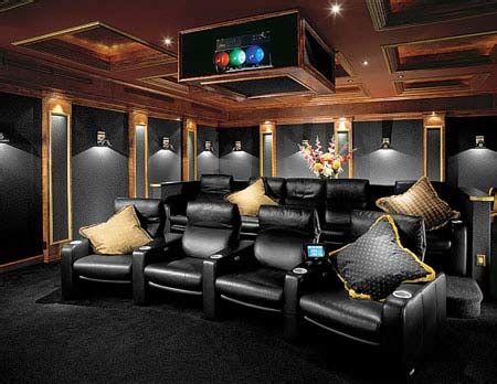 This media room from catherine kwong is perfect for cozy family movie nights, but its also the perfect backdrop for entertaining. Luxury Home Theater Design Ideas