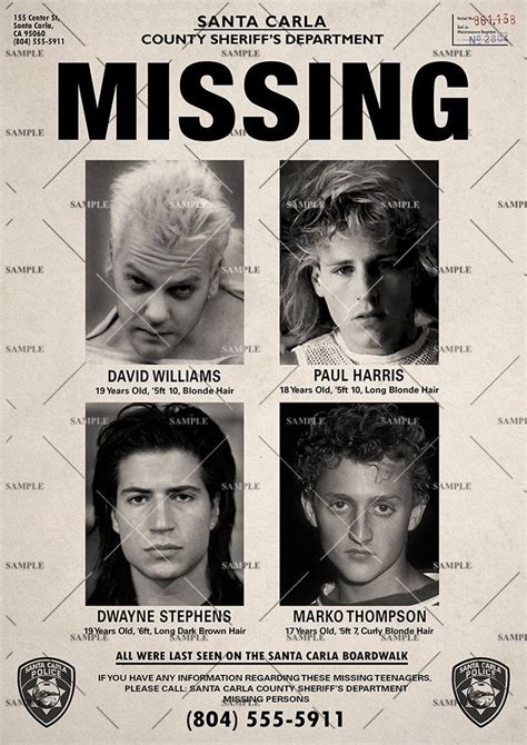 Lost Boys Backstory 😊 In 2022 Lost Boys Movie Missing Posters The